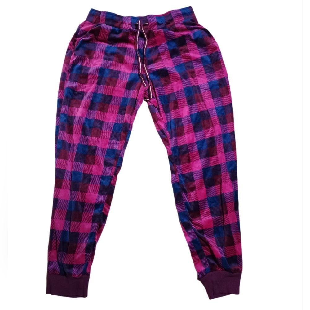 Nautica Women's Pink and Blue Plaid Pajama Pants